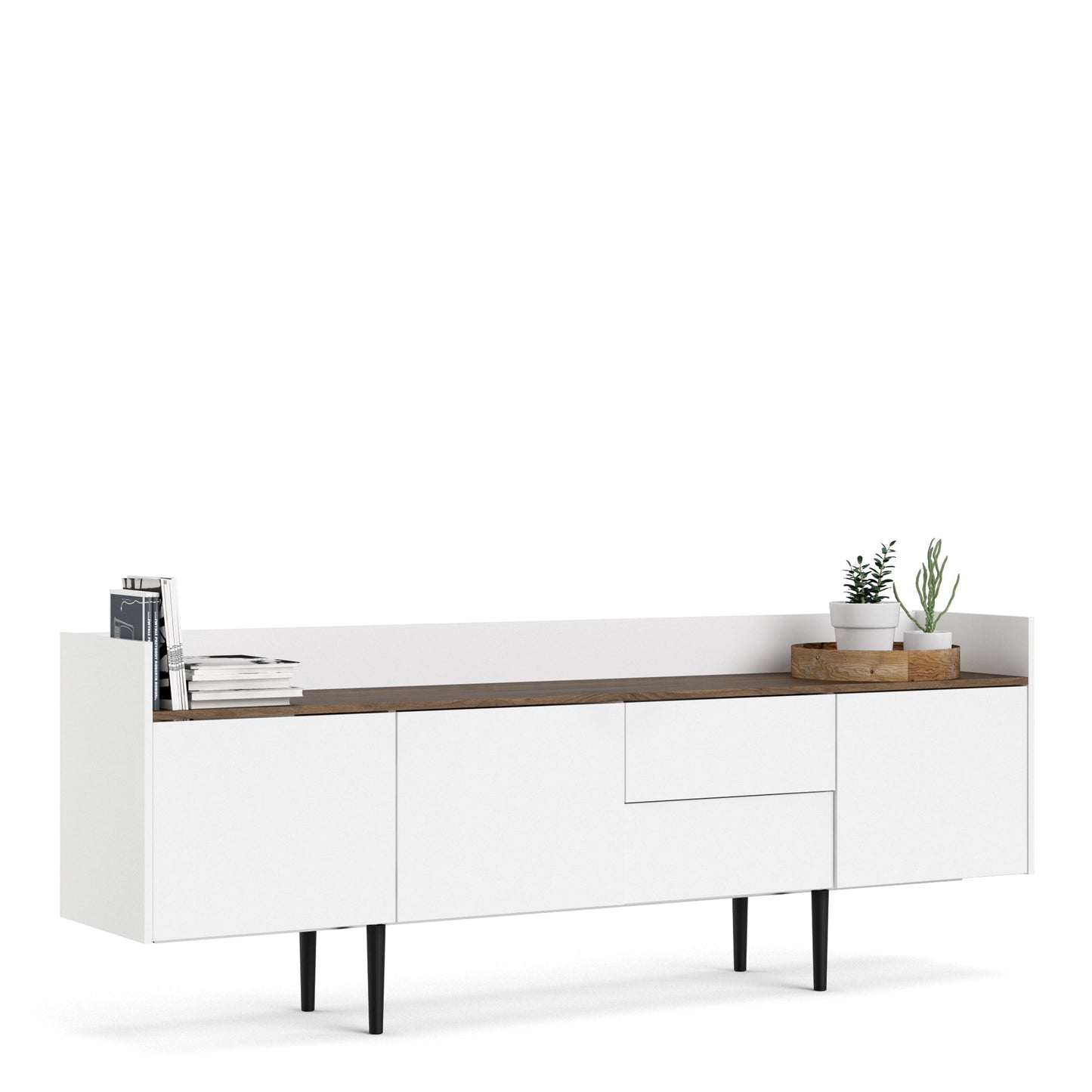 unit sideboard 2 drawers 3 doors in white and walnut