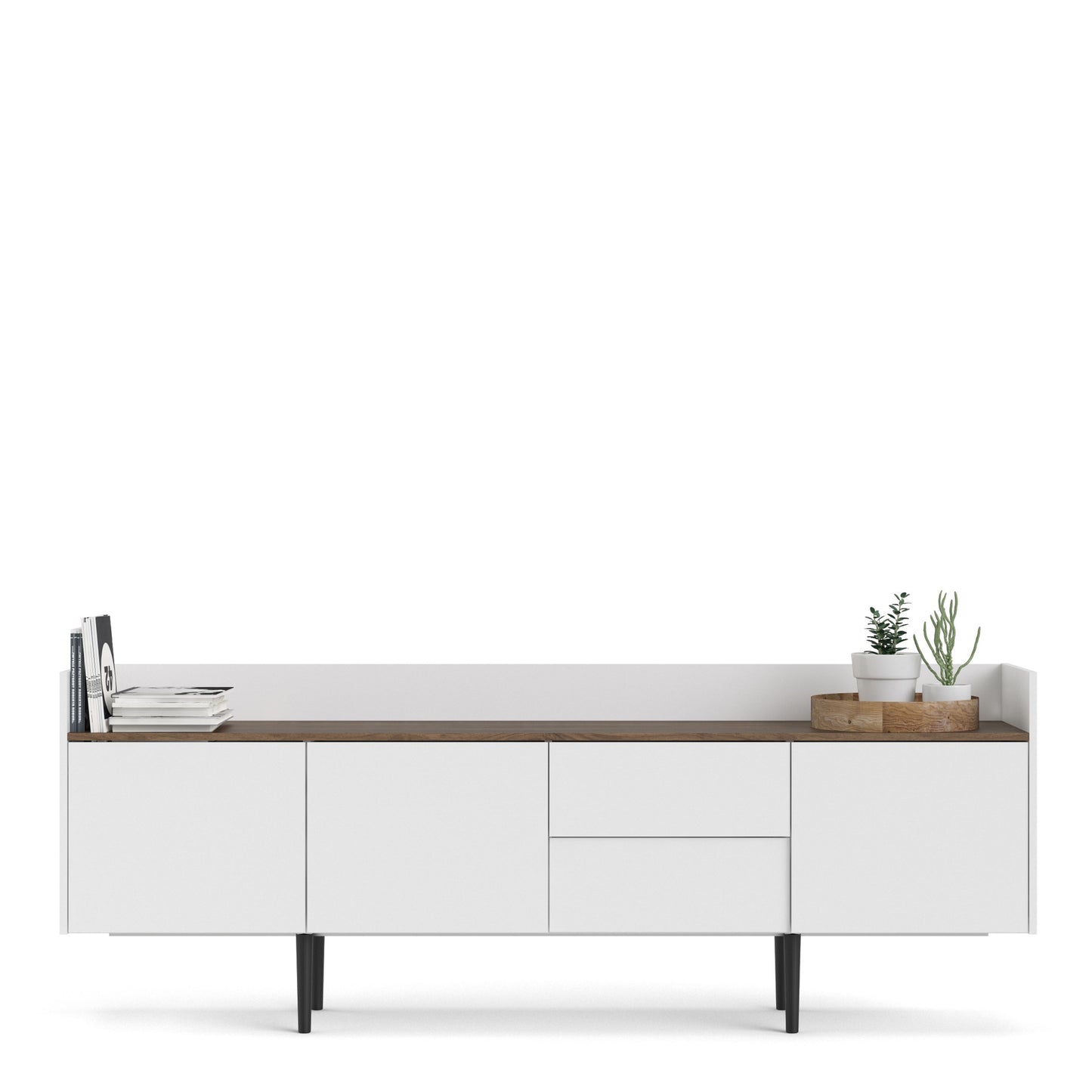 unit sideboard 2 drawers 3 doors in white and walnut