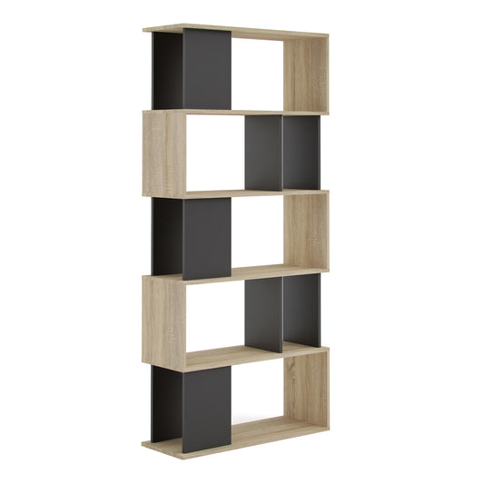 maze open bookcase 4 shelves in oak and black