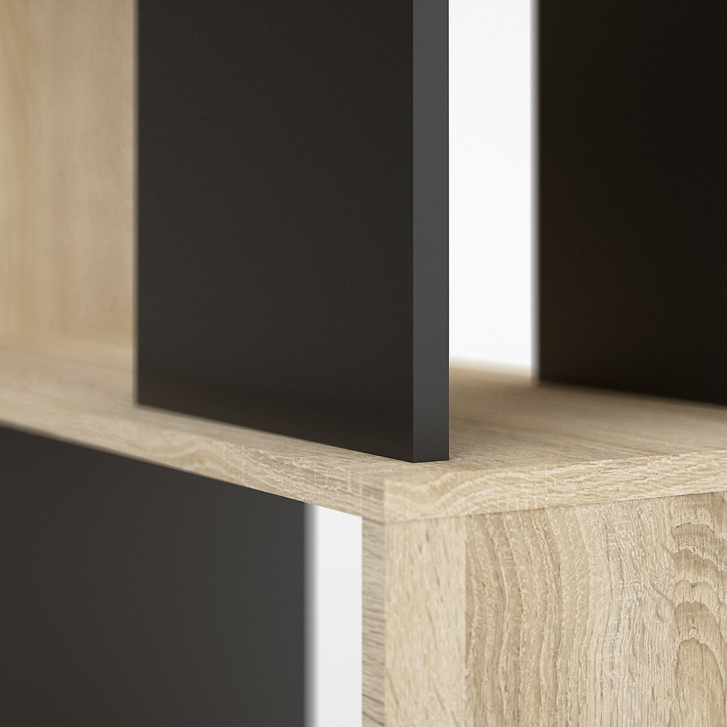 maze open bookcase 4 shelves in oak and black