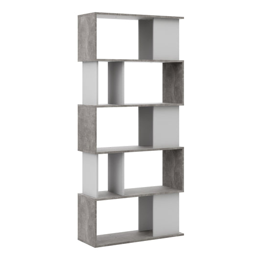maze open bookcase 4 shelves in concrete and white