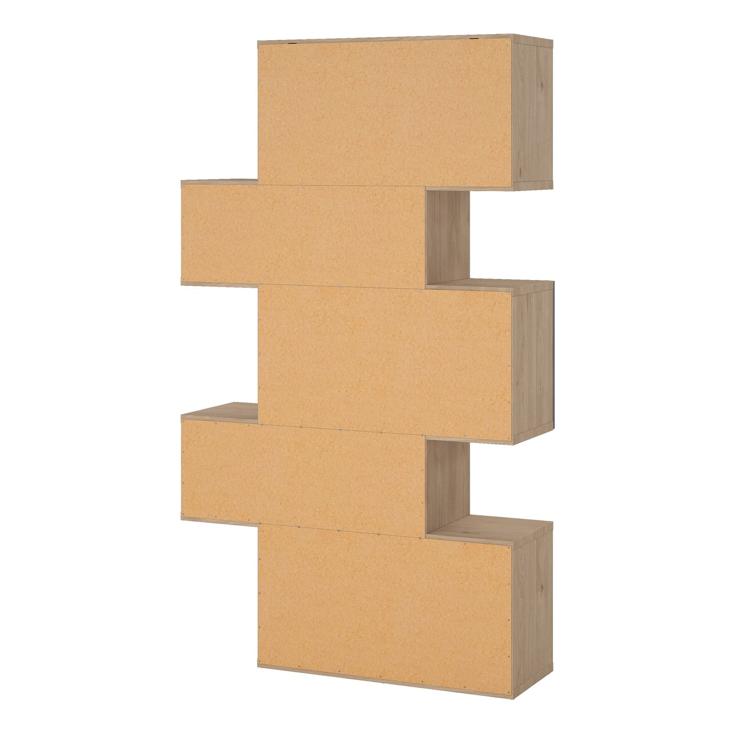 maze asymmetrical bookcase with 3 doors in jackson hickory and concrete
