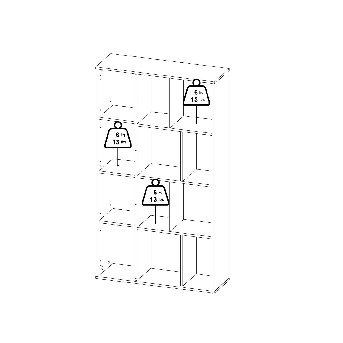 maze bookcase with 1 door in jackson hickory and white high gloss