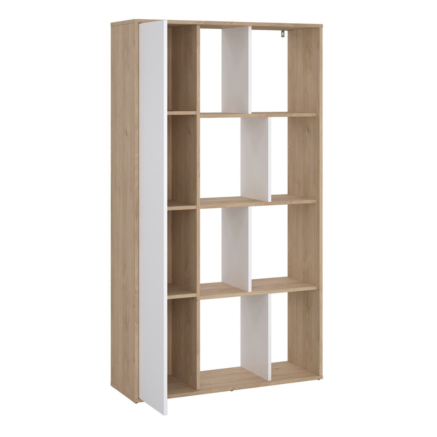 maze bookcase with 1 door in jackson hickory and white high gloss