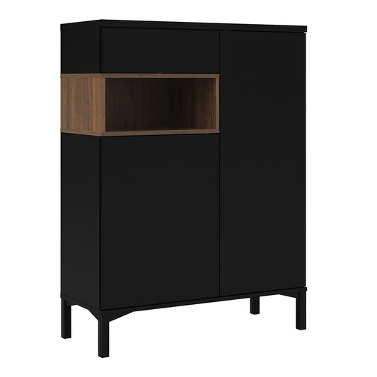 roomers sideboard 2 door 1 drawer in black and walnut