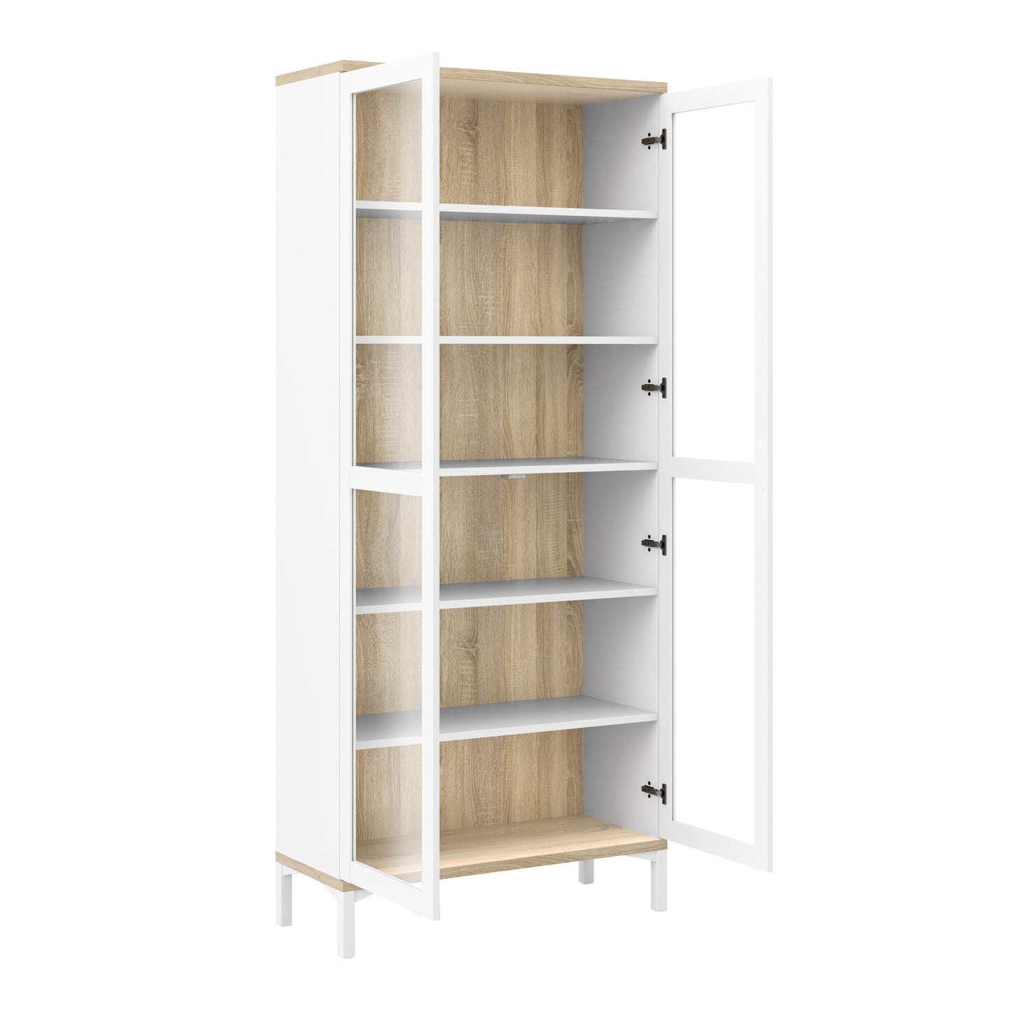 roomers display cabinet glazed 2 doors in white and oak