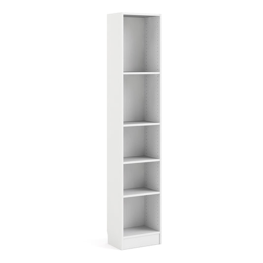 basic tall narrow bookcase (4 shelves) in white
