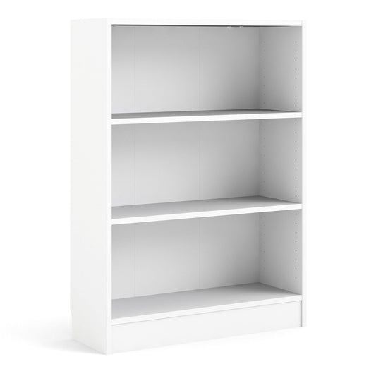 basic low wide bookcase (2 shelves) in white