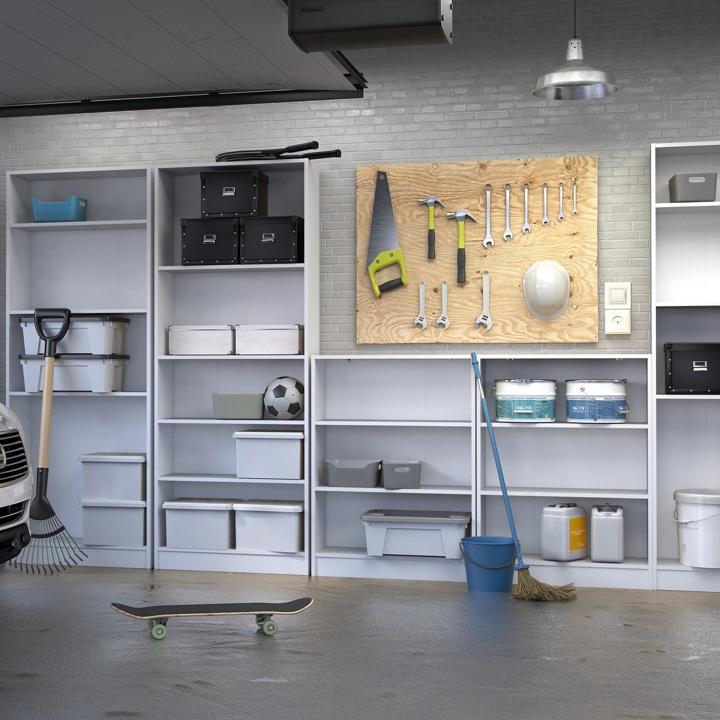 basic low wide bookcase (2 shelves) in white