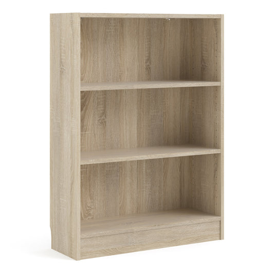 basic low wide bookcase (2 shelves) in oak