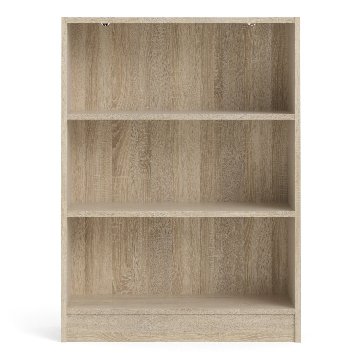 basic low wide bookcase (2 shelves) in oak