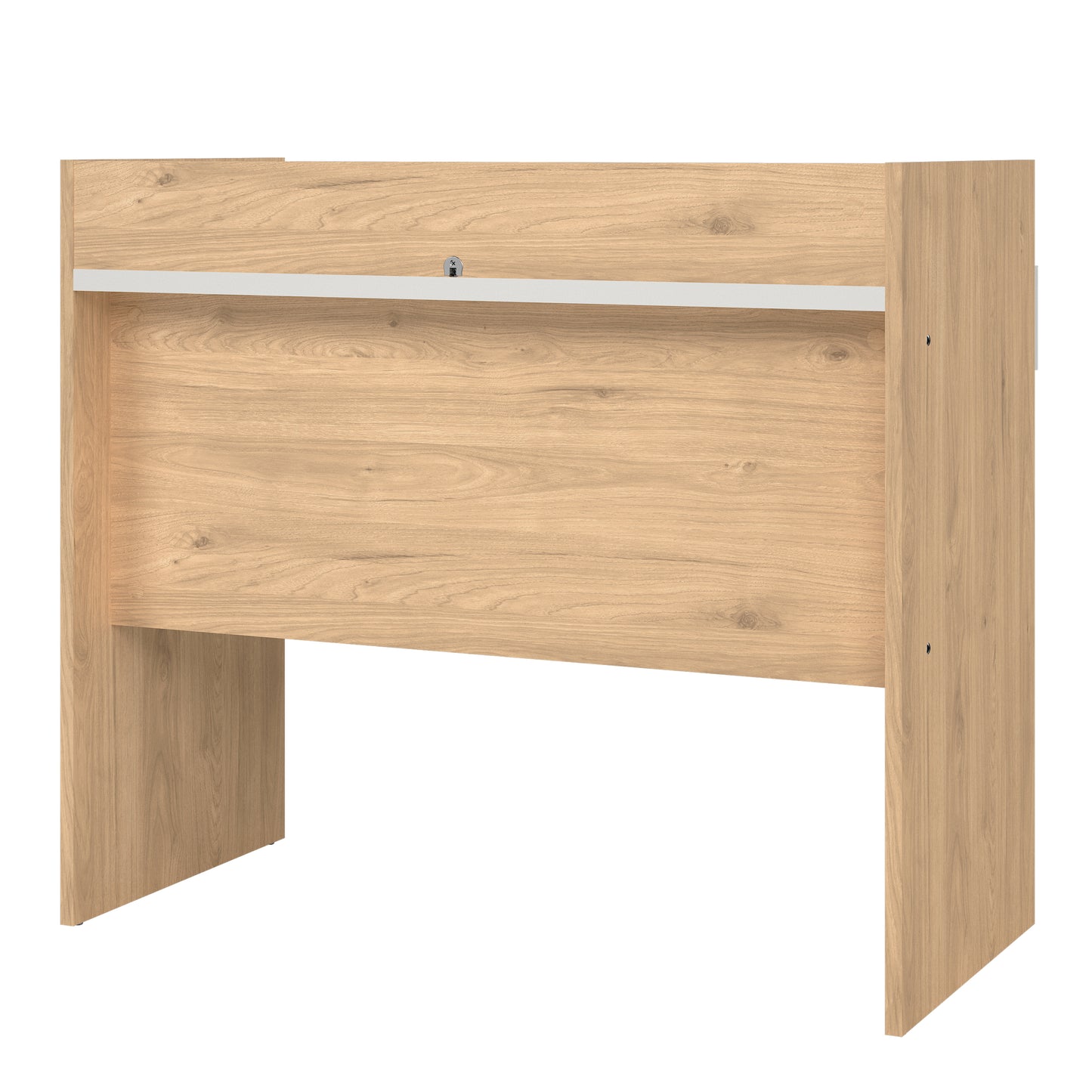 function plus desk 2 drawers in jackson hickory and white