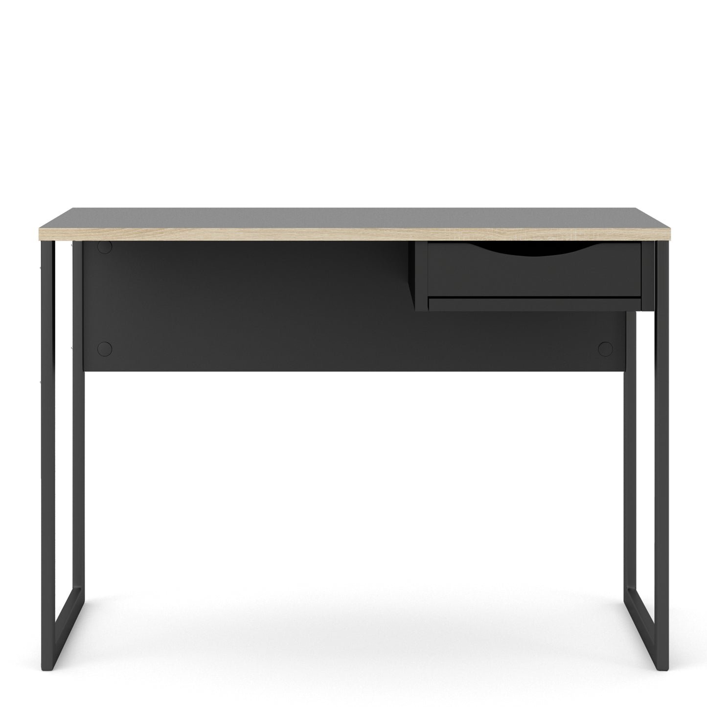 function plus desk 1 drawer in black with oak trim