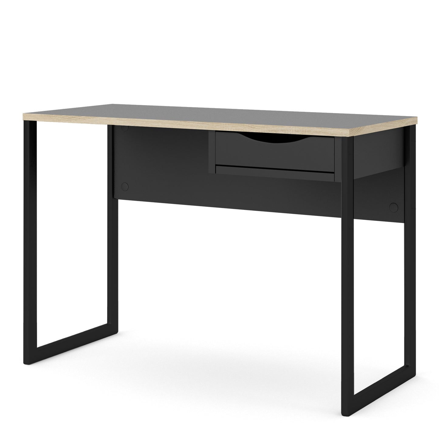 function plus desk 1 drawer in black with oak trim