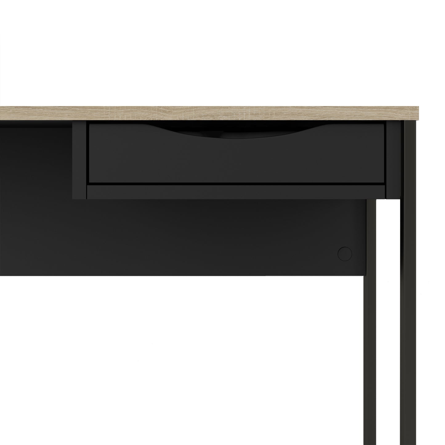 function plus desk 1 drawer in black with oak trim
