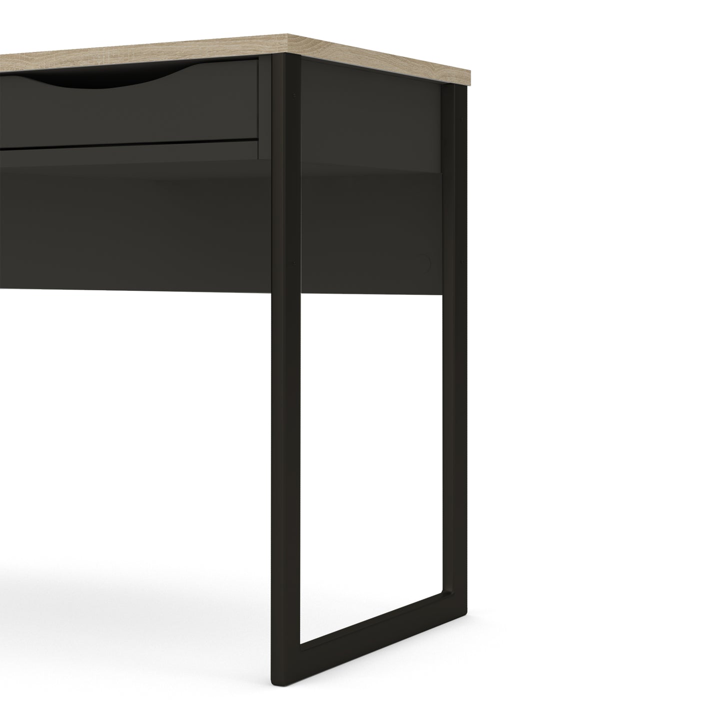 function plus desk 1 drawer in black with oak trim