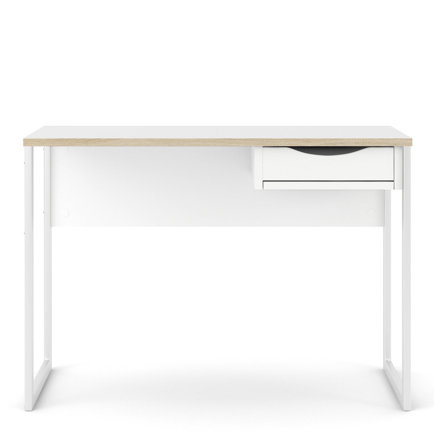 function plus desk 1 drawer in white with oak trim