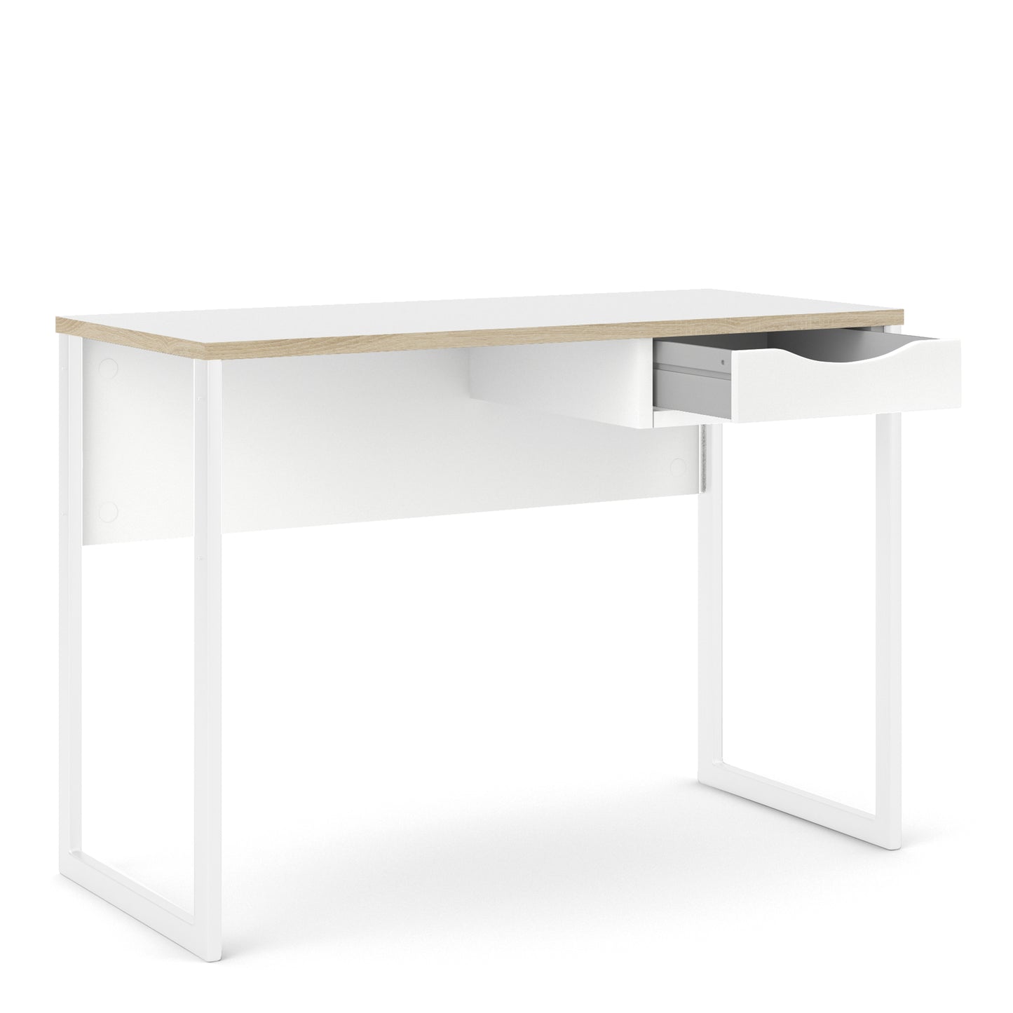 function plus desk 1 drawer in white with oak trim