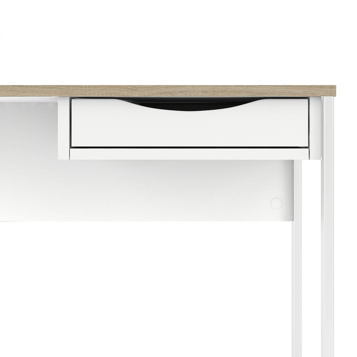function plus desk 1 drawer in white with oak trim