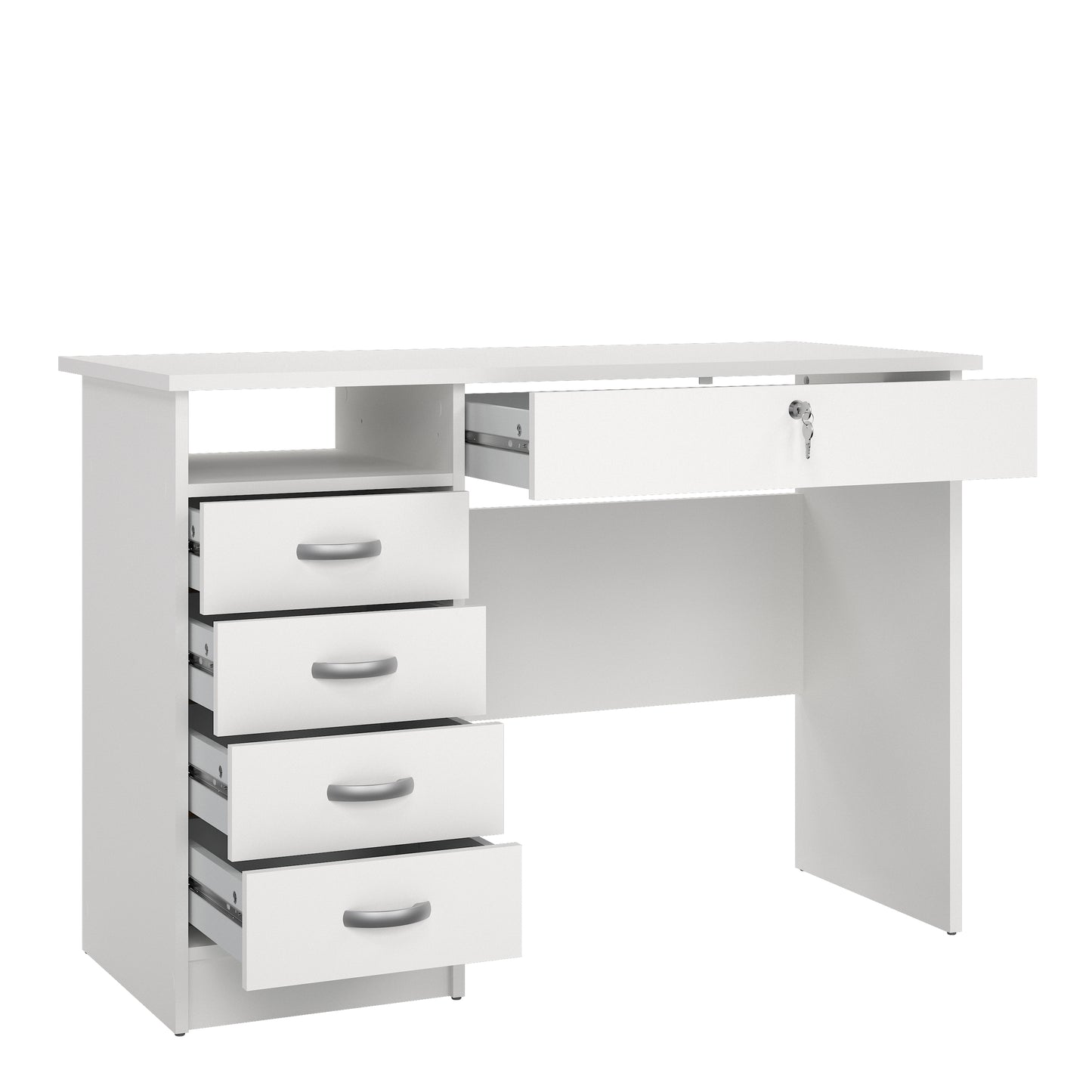 function plus desk 5 drawers in white