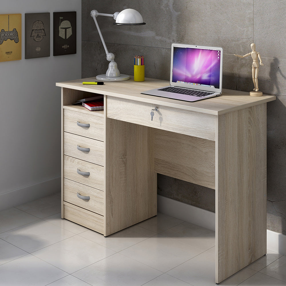 function plus desk 5 drawers in oak