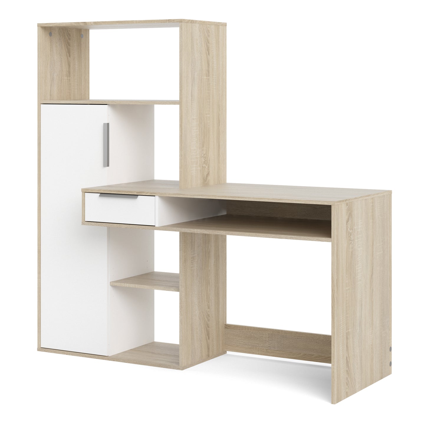 function plus desk multi functional desk with drawer and 1 door in white and oak