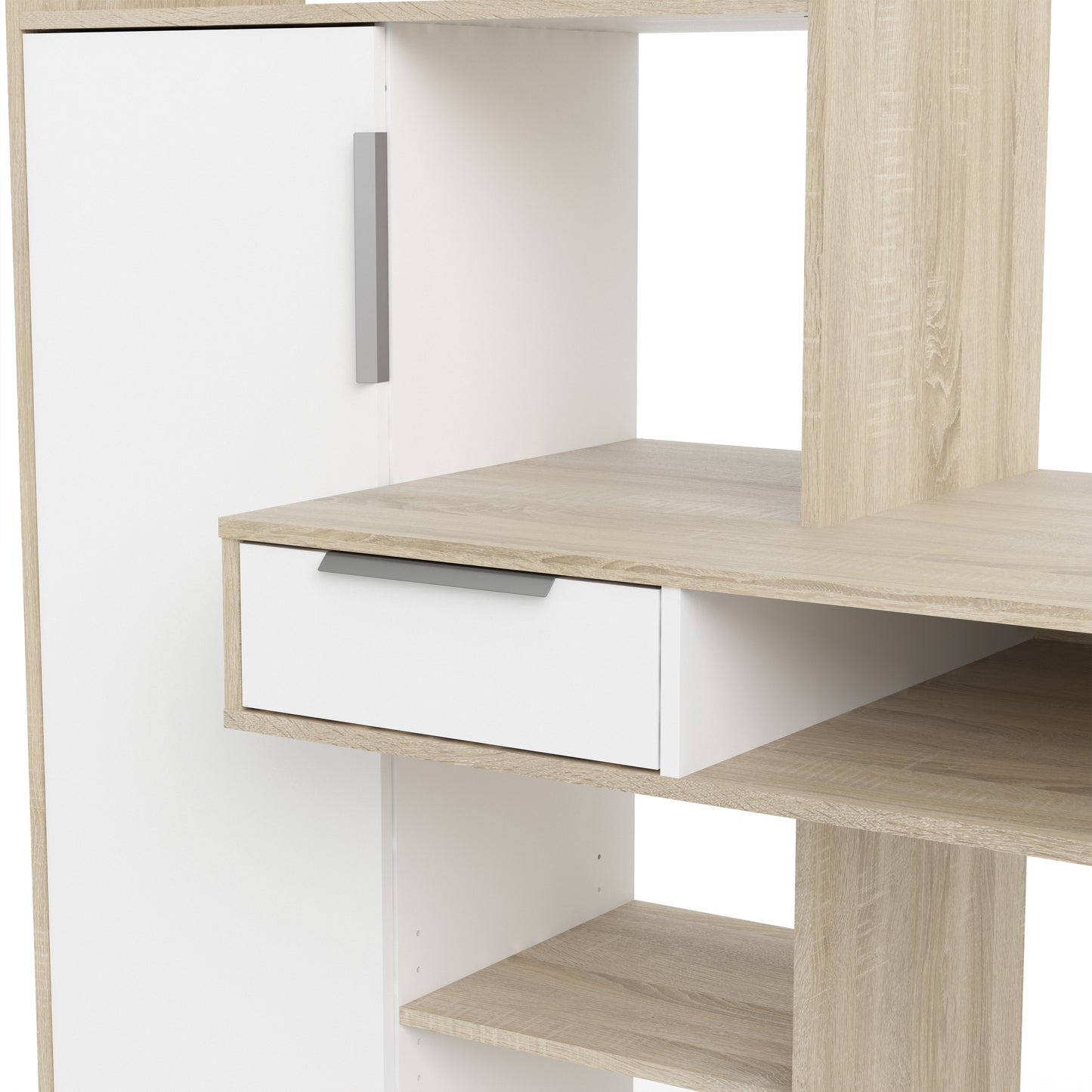 function plus desk multi functional desk with drawer and 1 door in white and oak