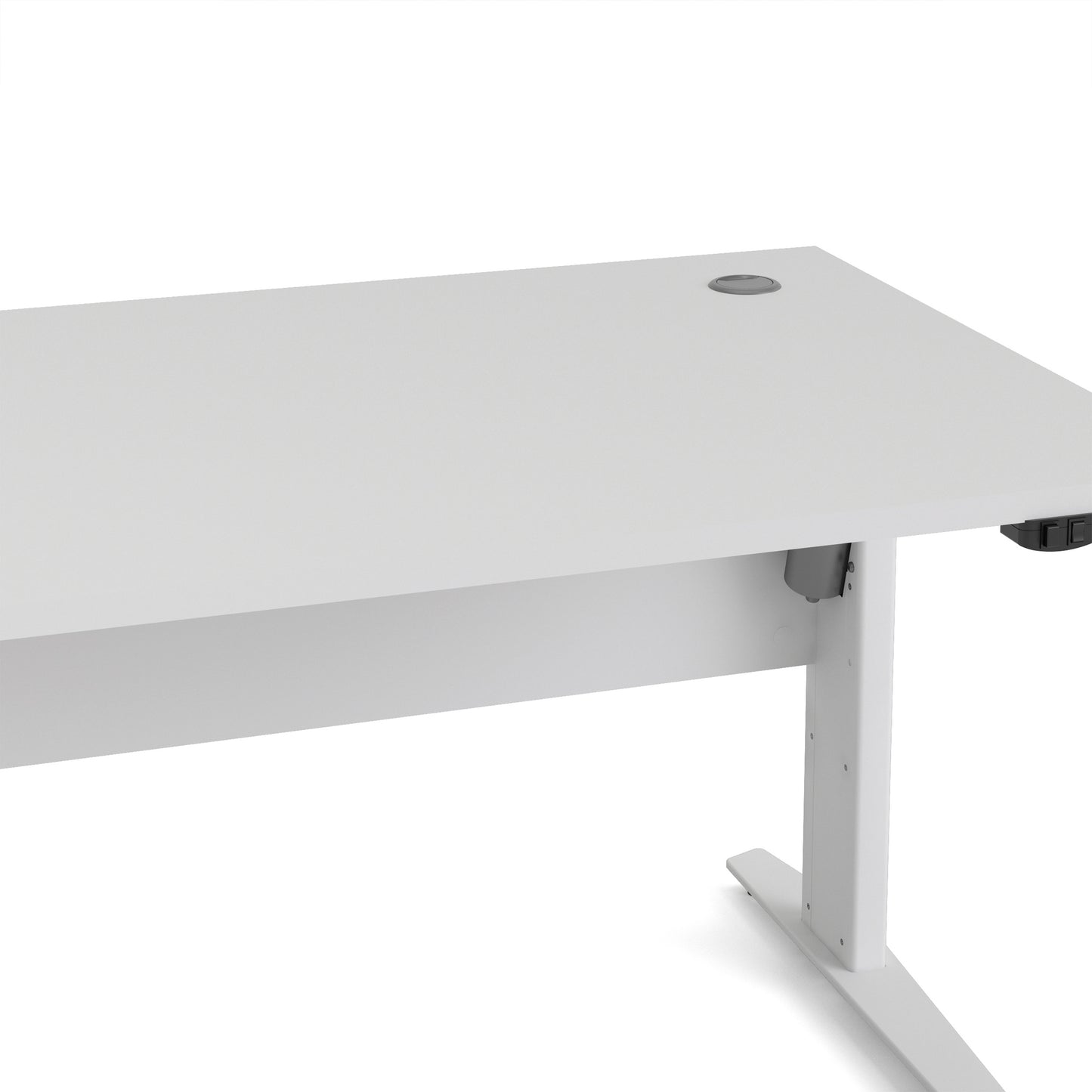 prima desk 150cm in white with height adjustable legs with electric control in white