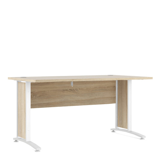 prima desk 150cm in oak with white legs