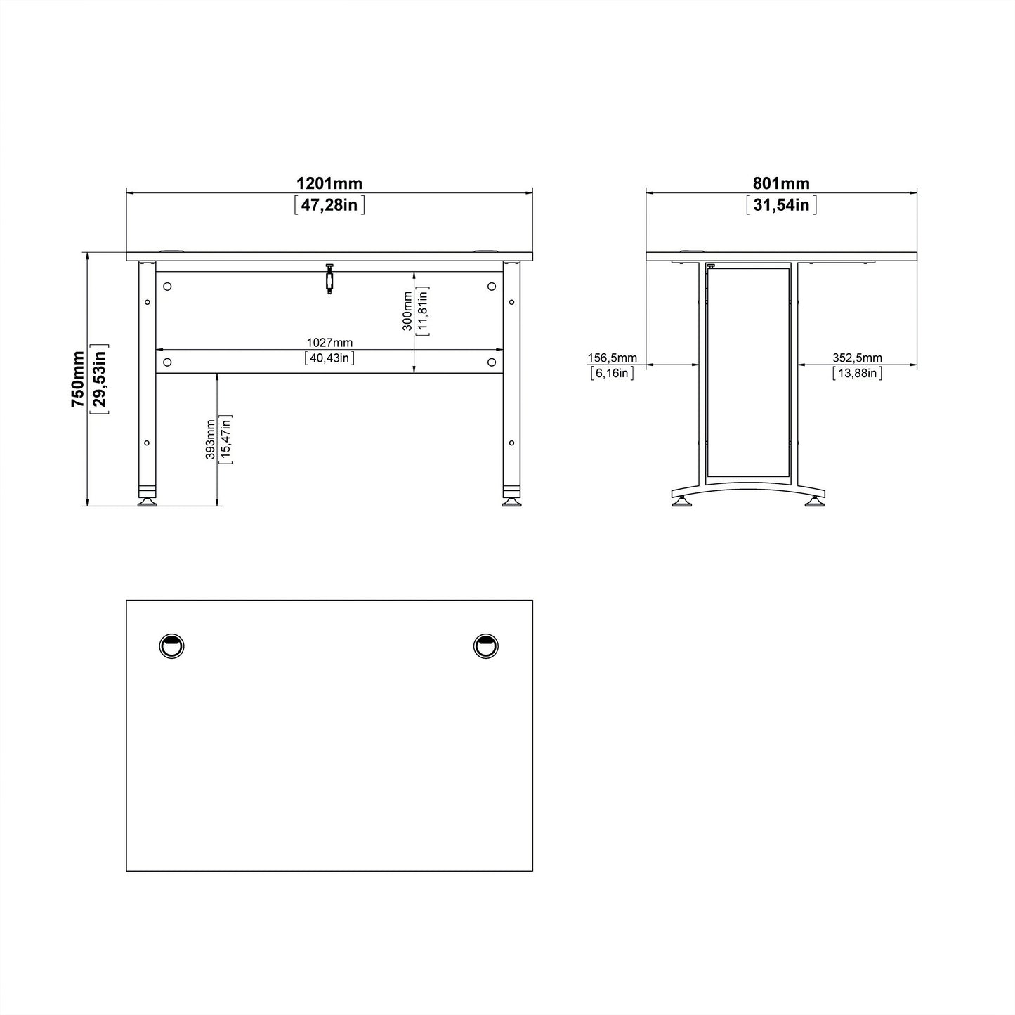 prima desk 120cm in white with white legs
