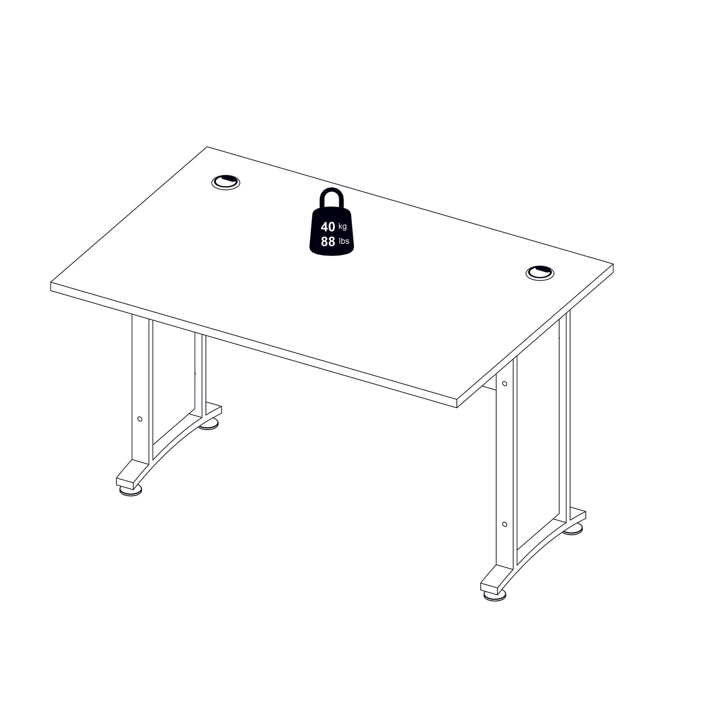 prima desk 120cm in oak with white legs
