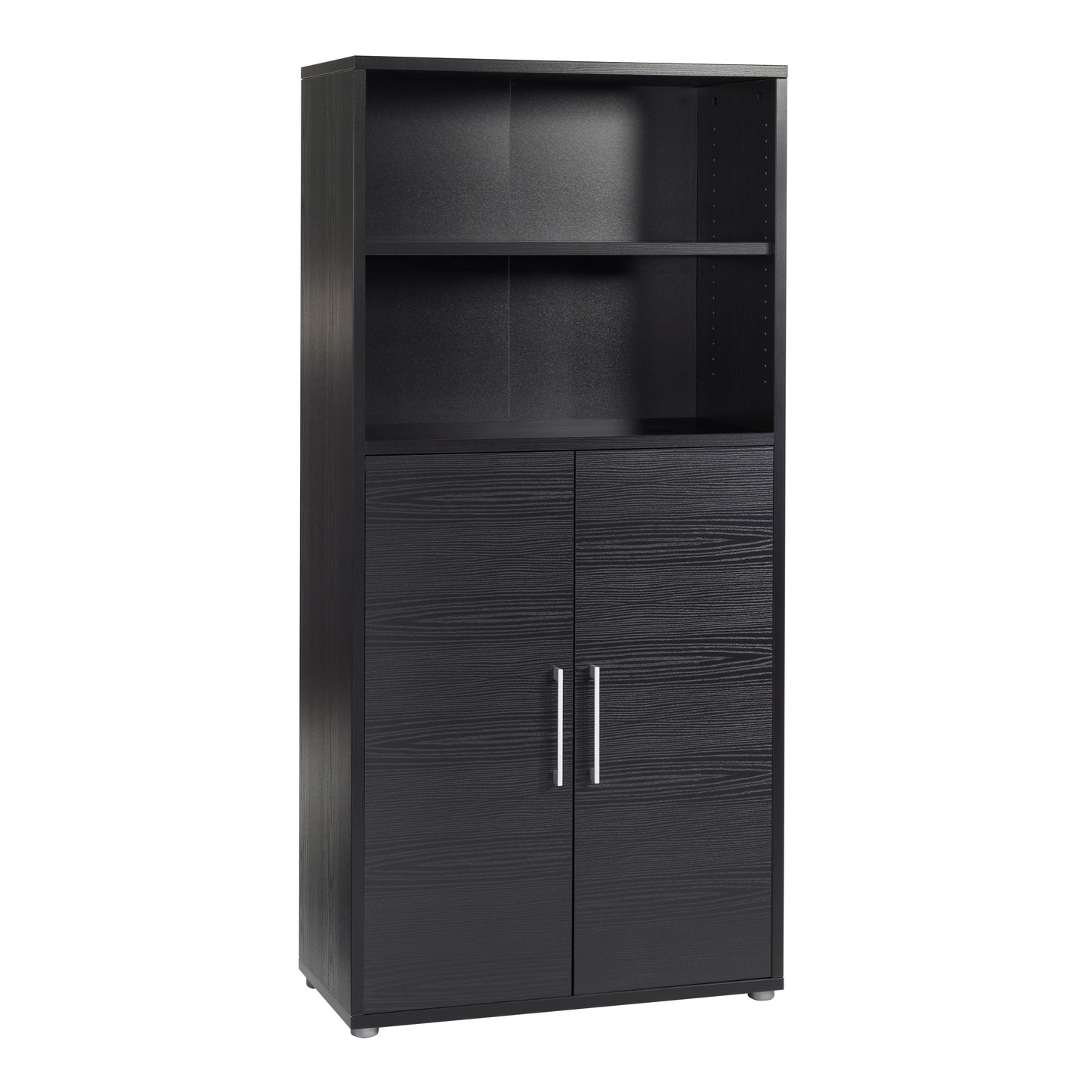 prima bookcase 3 shelves with 2 doors in black woodgrain