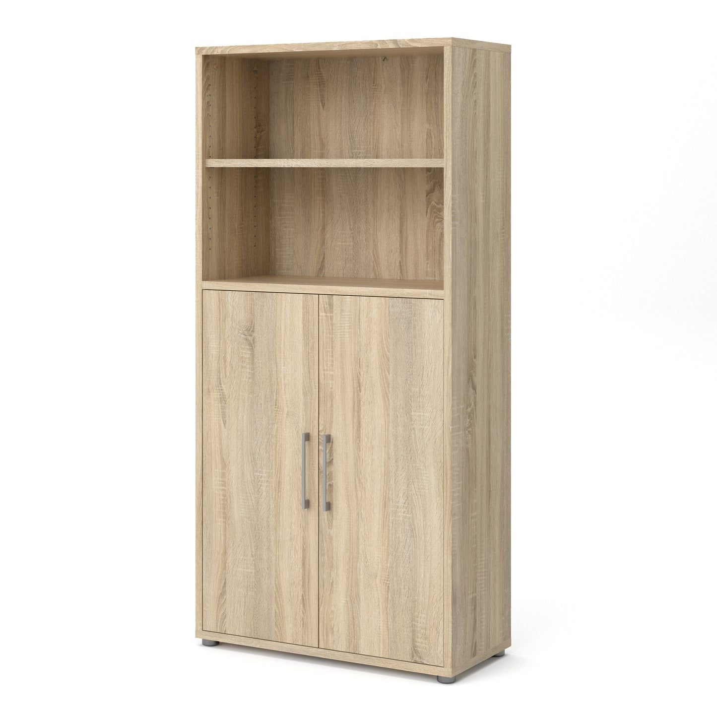 prima bookcase 3 shelves with 2 doors in oak