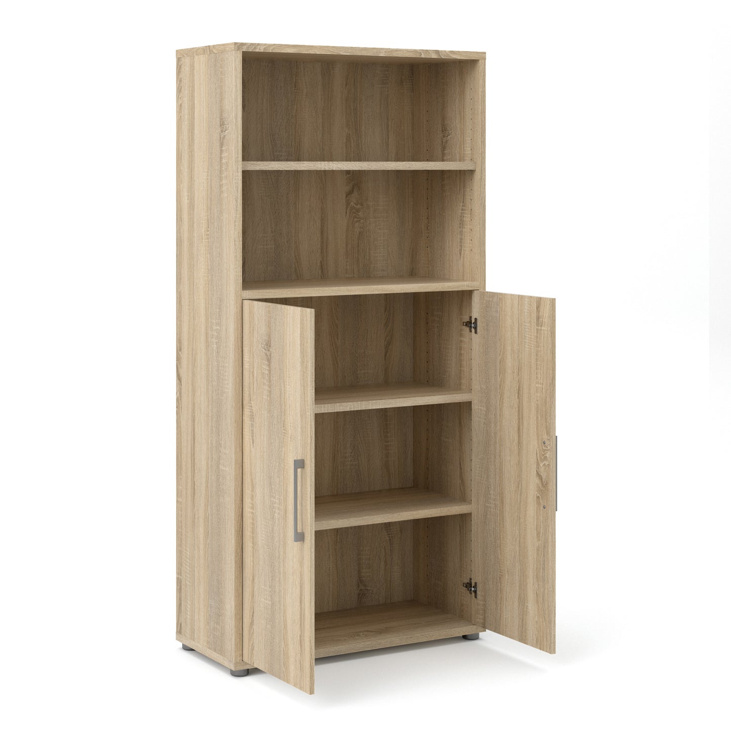 prima bookcase 3 shelves with 2 doors in oak