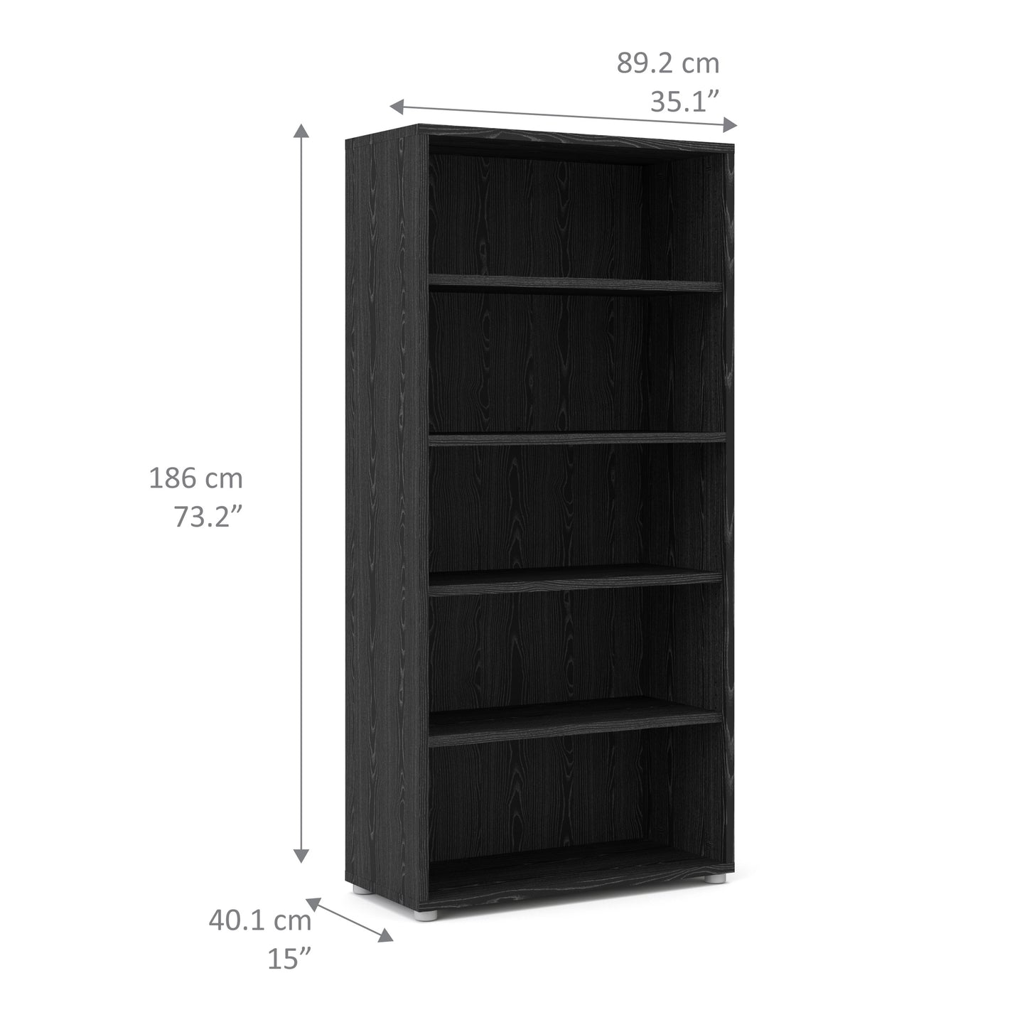 prima bookcase 4 shelves in black woodgrain