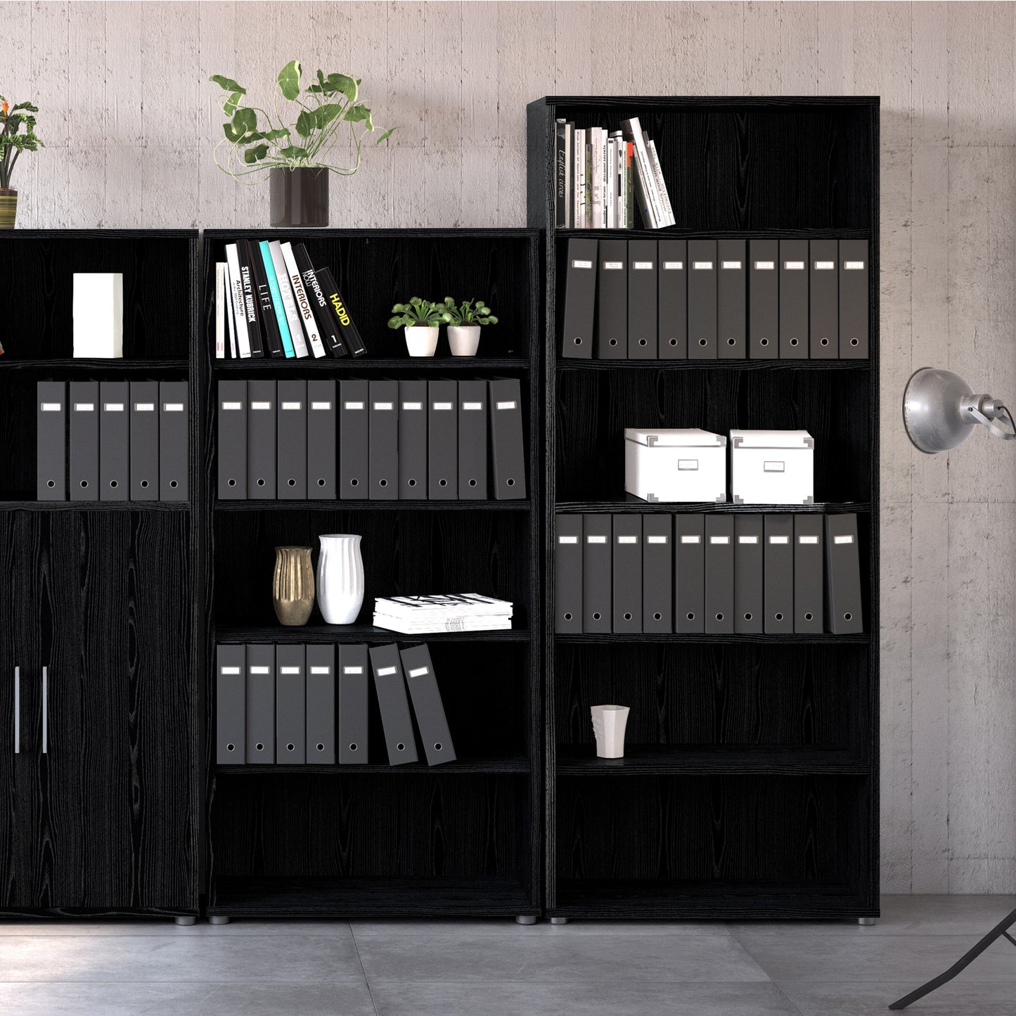 prima bookcase 4 shelves in black woodgrain