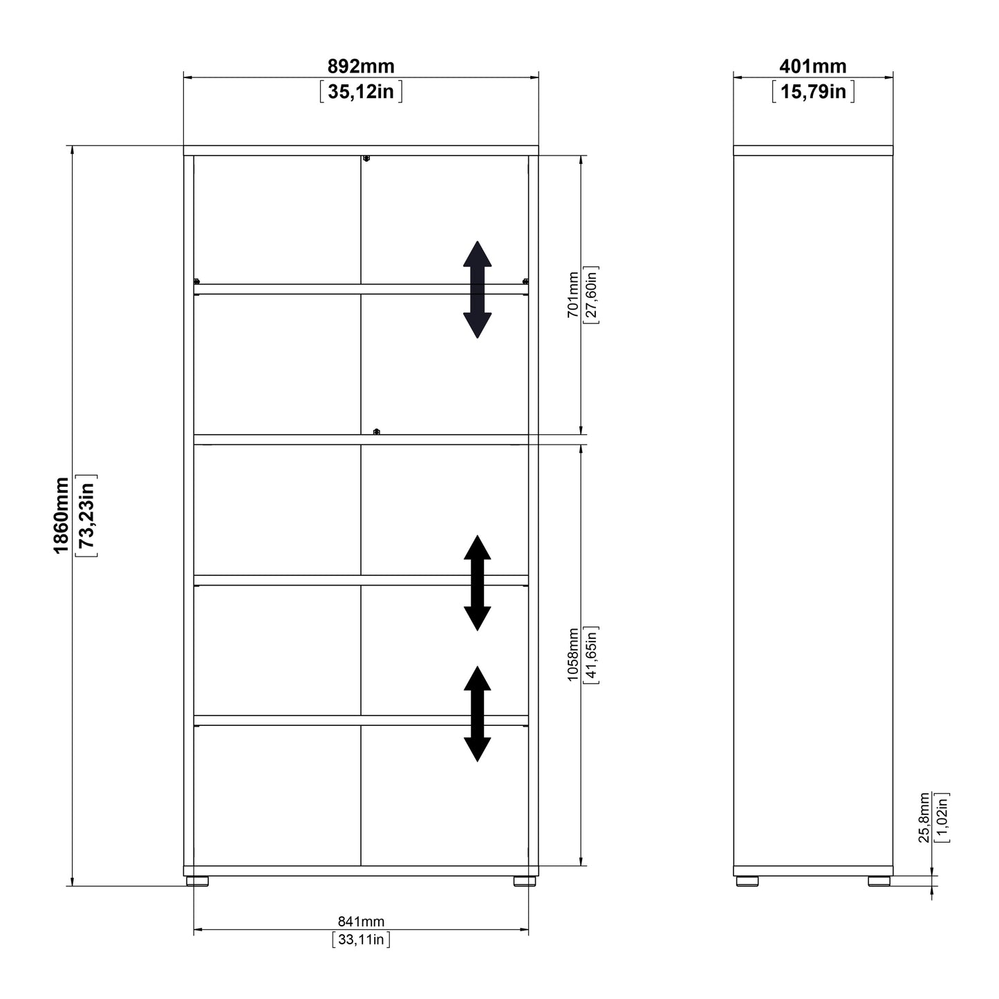 prima bookcase 4 shelves in oak