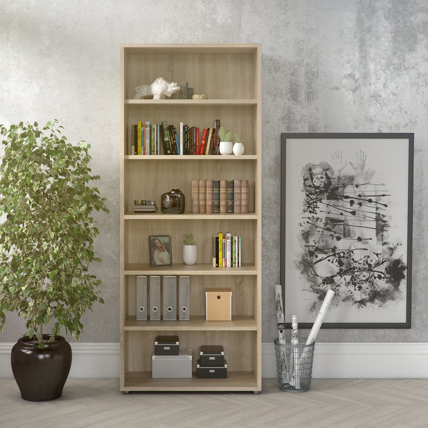 prima bookcase 5 shelves in oak