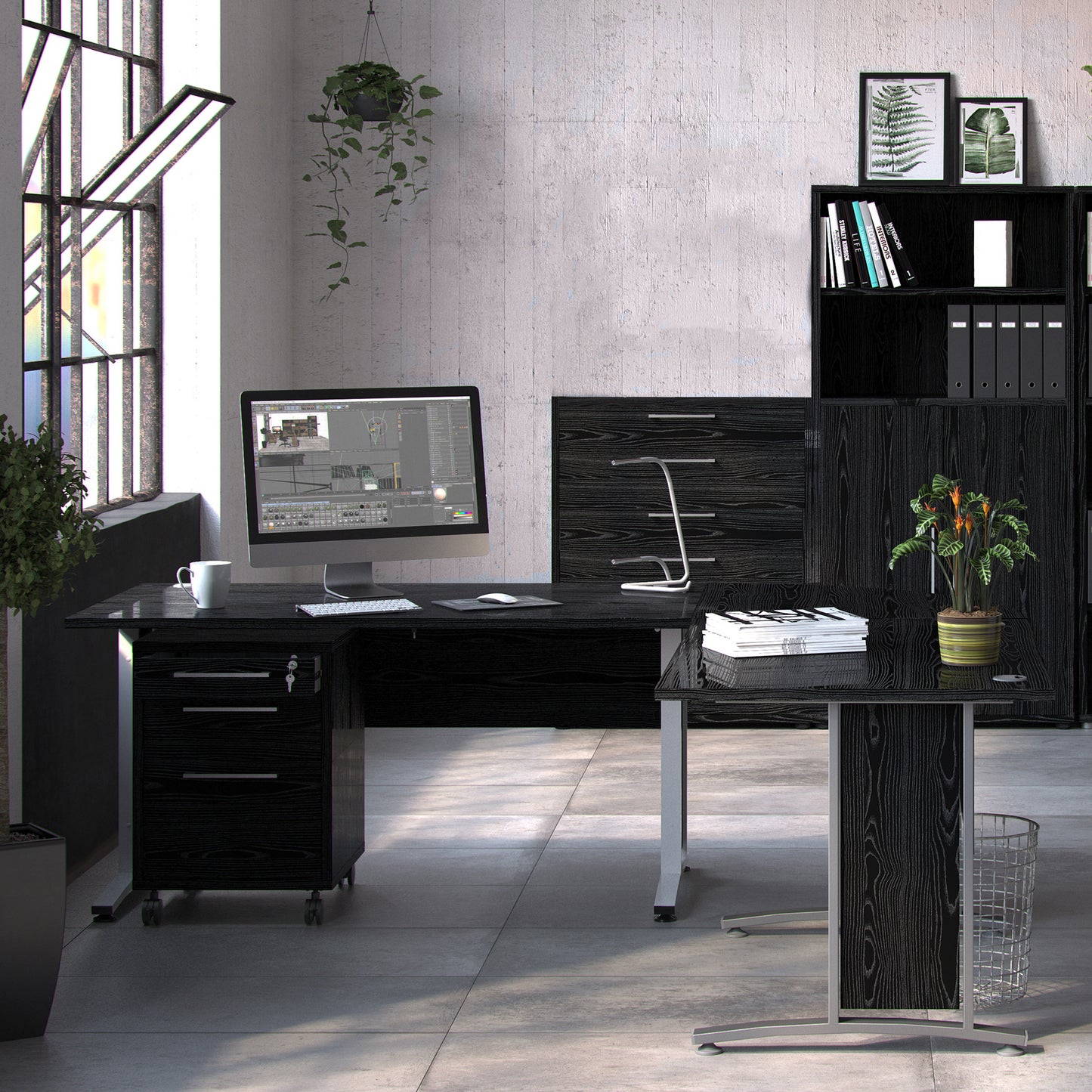 prima office storage with 2 drawers 2 file drawers in black woodgrain