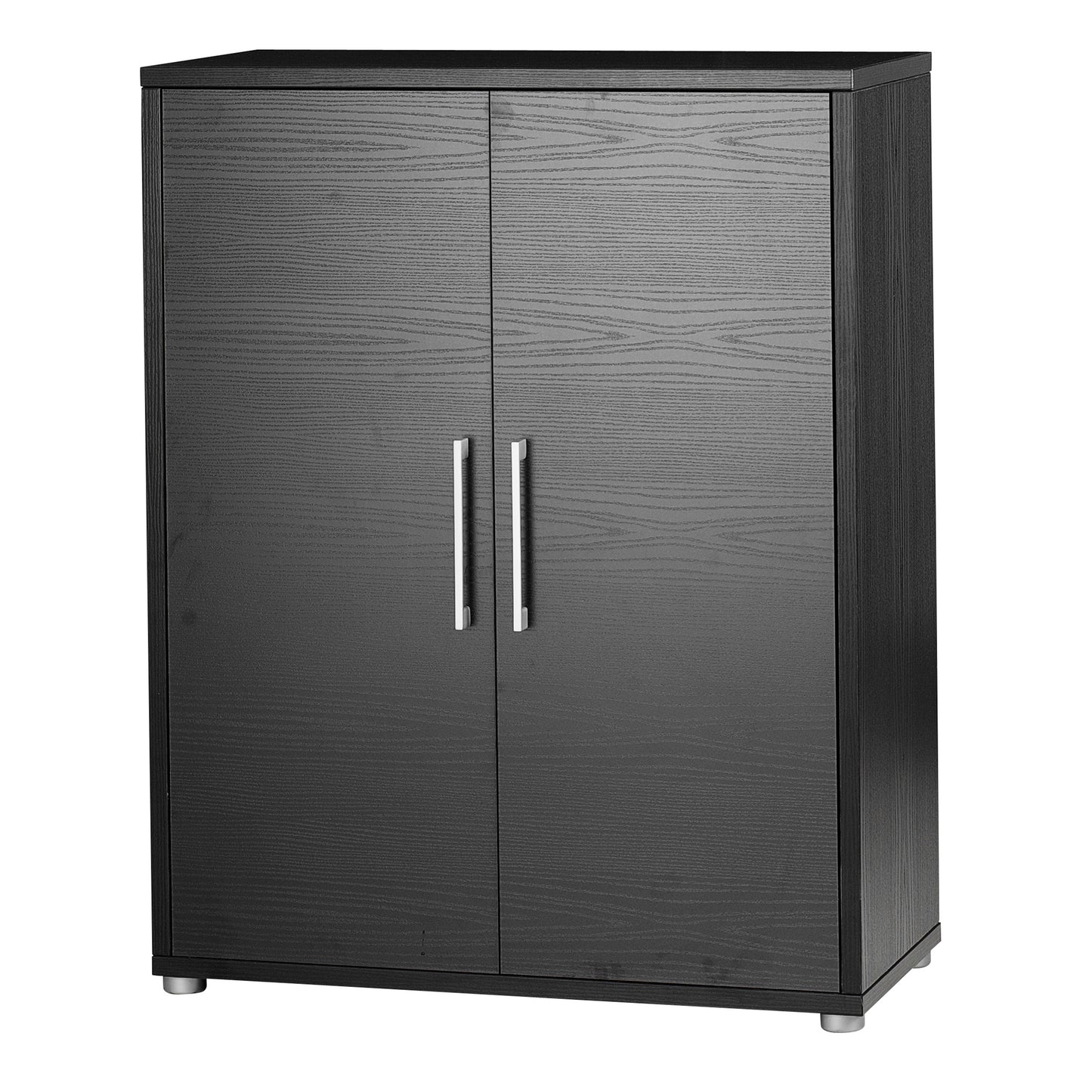 prima bookcase 2 shelves with 2 doors in black woodgrain