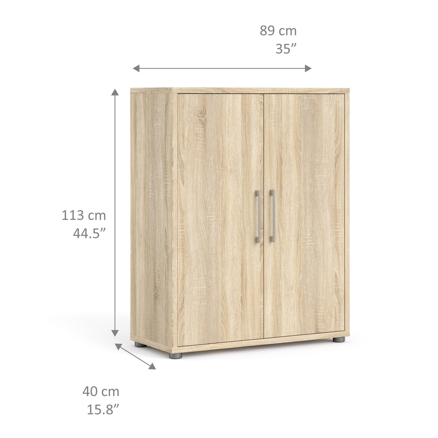 prima bookcase 2 shelves with 2 doors in oak