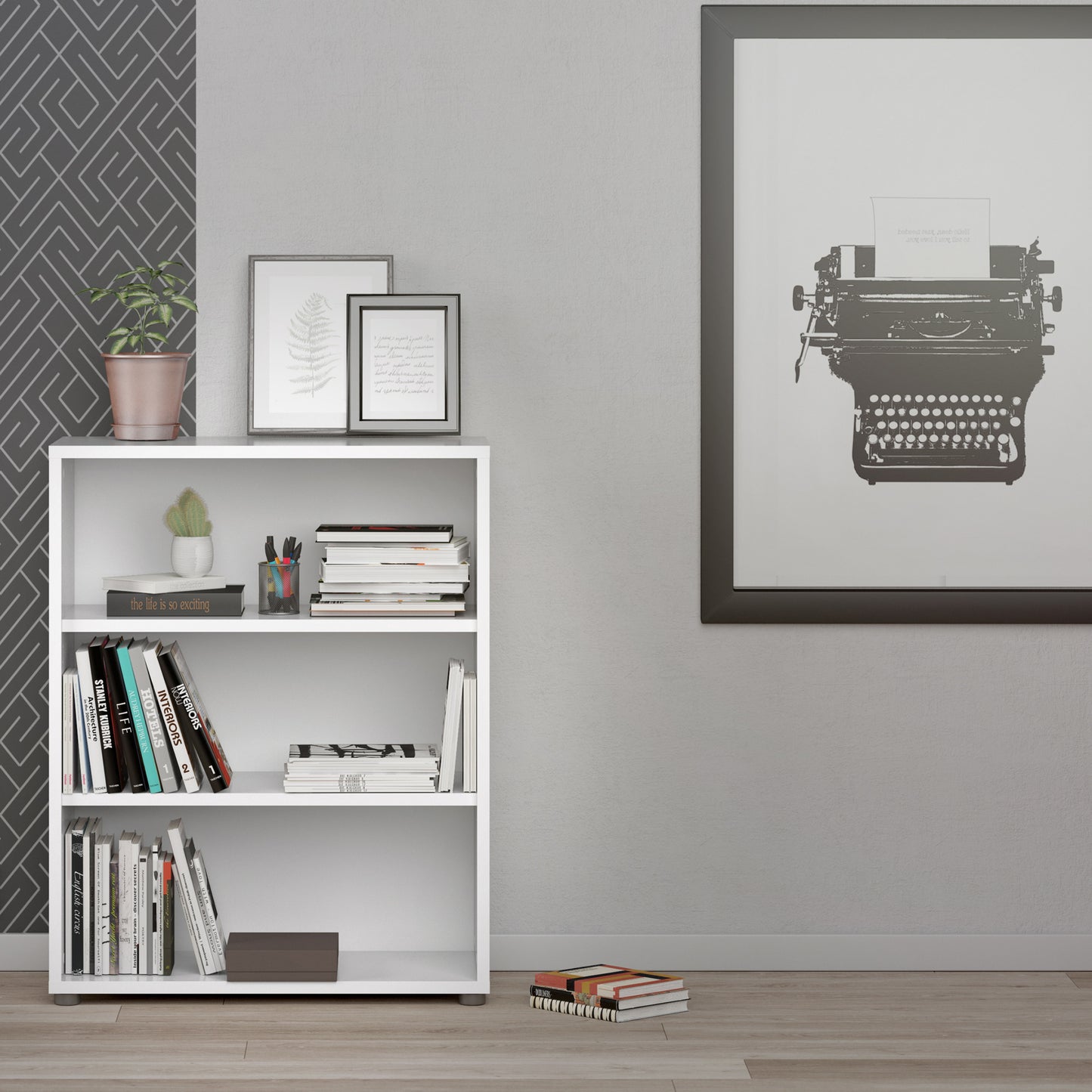 prima bookcase 2 shelves in white