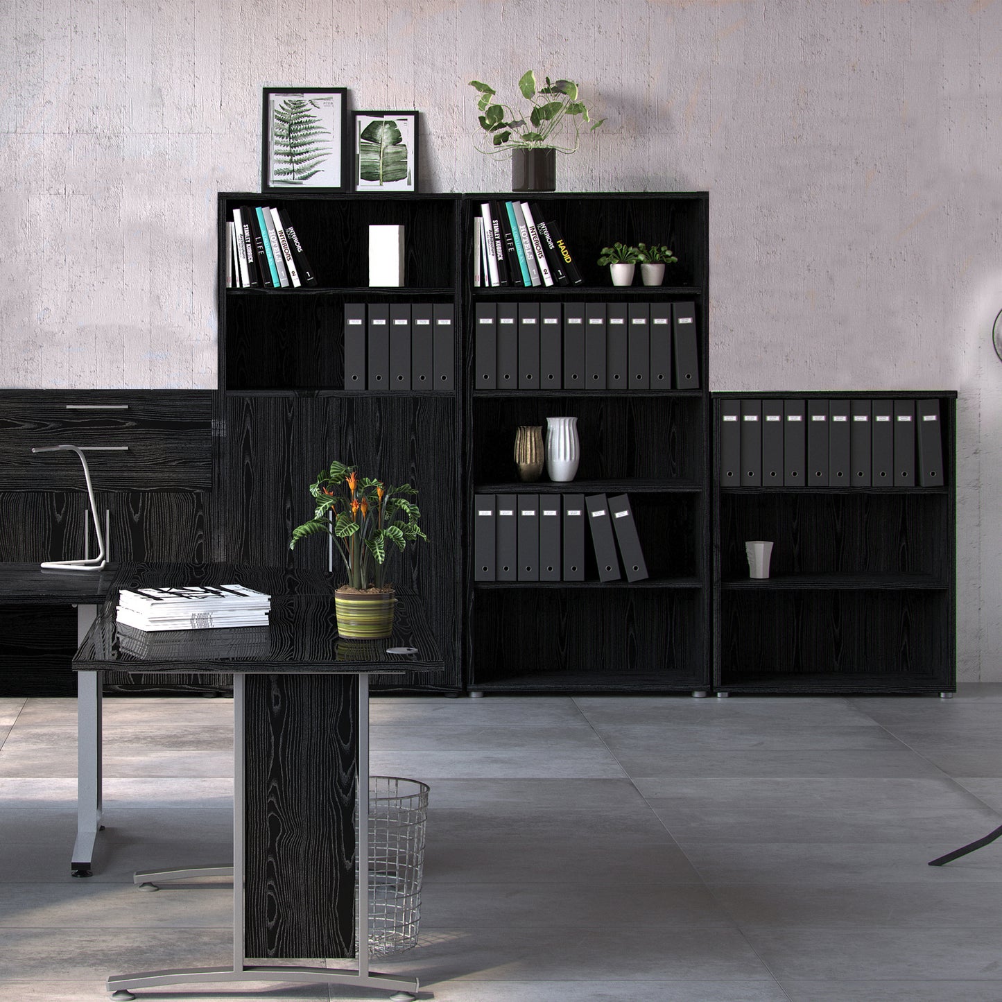 prima bookcase 2 shelves in black woodgrain