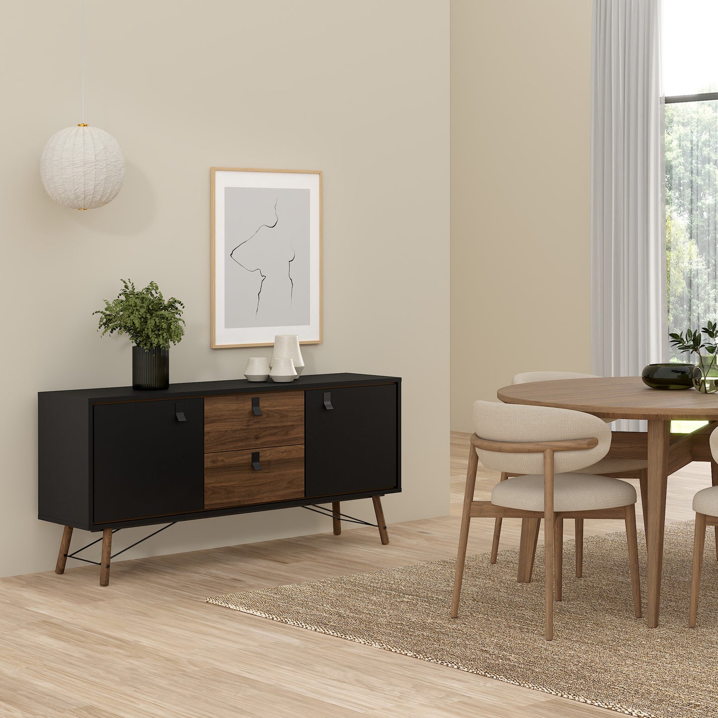 ry sideboard 2 doors 2 drawers in matt black walnut