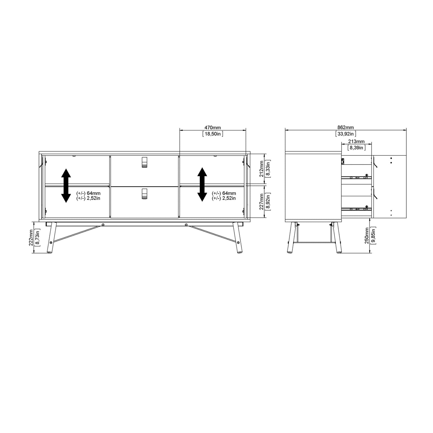 ry sideboard 2 doors 2 drawers in matt white