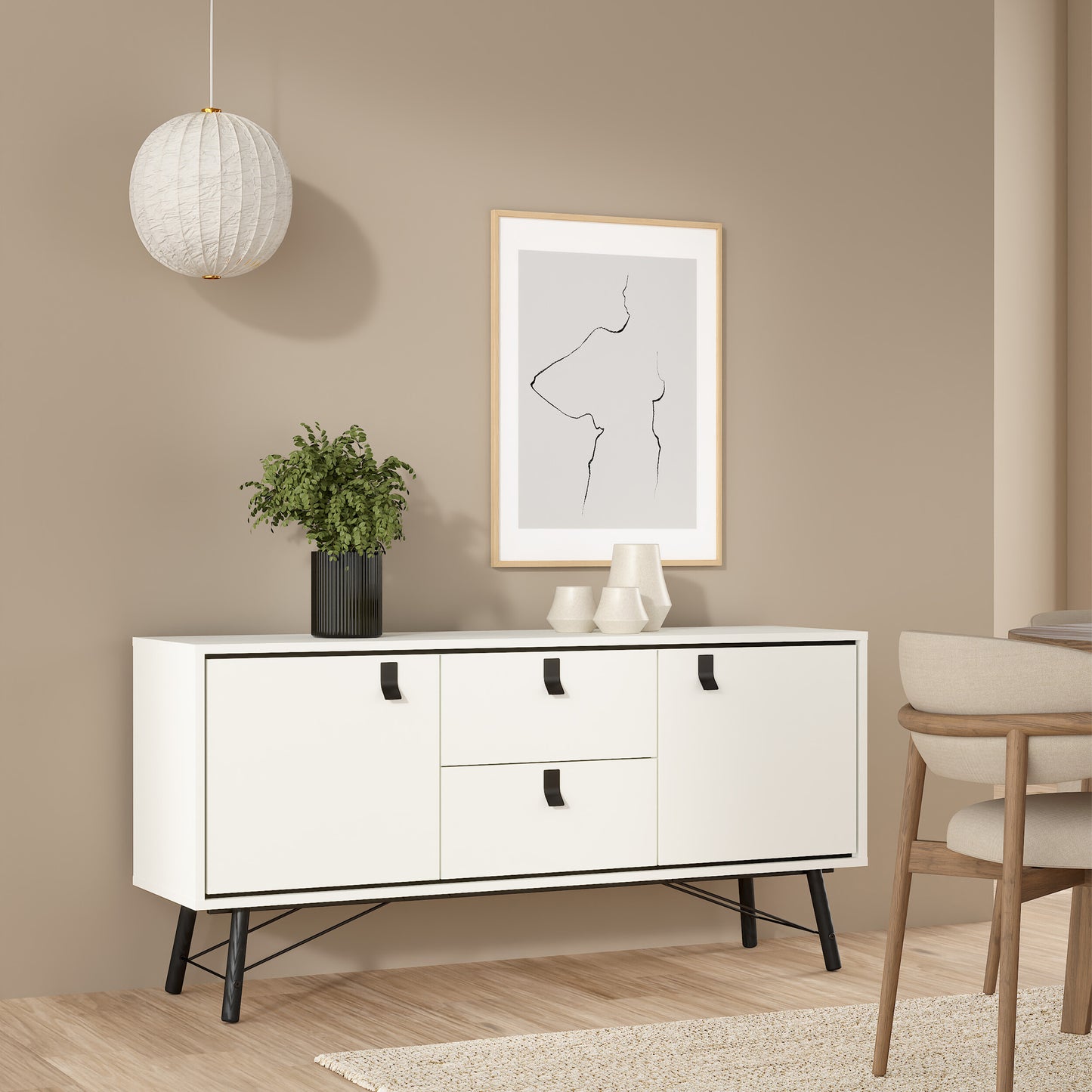 ry sideboard 2 doors 2 drawers in matt white