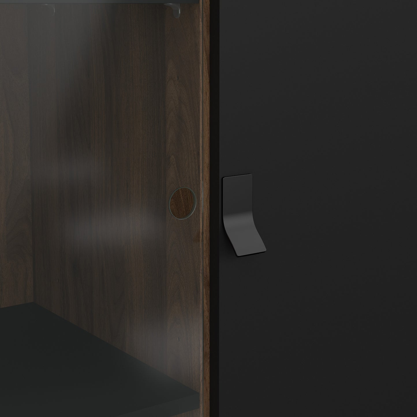 ry china cabinet 1 door 1 glass door 1 drawer in matt black walnut