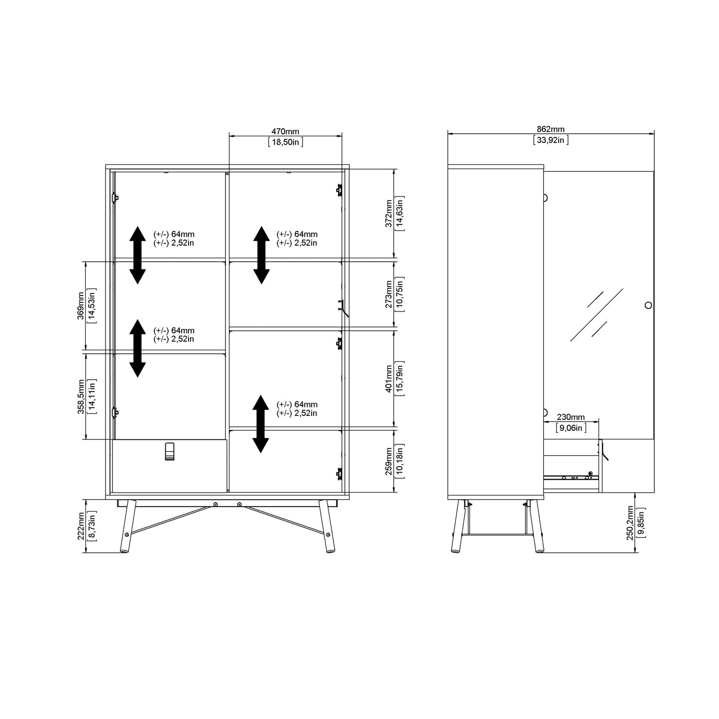 ry china cabinet 1 door 1 glass door 1 drawer in matt white