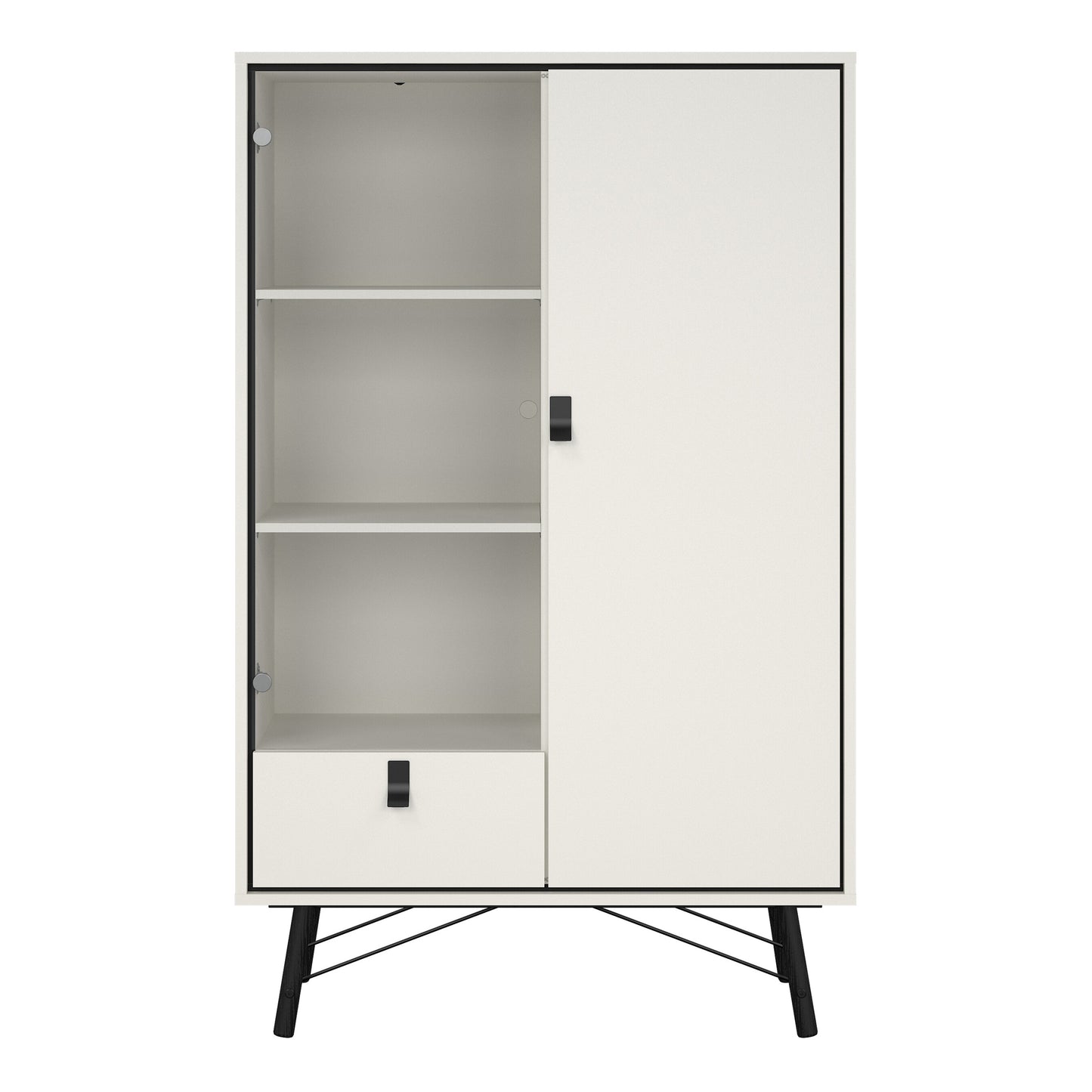 ry china cabinet 1 door 1 glass door 1 drawer in matt white