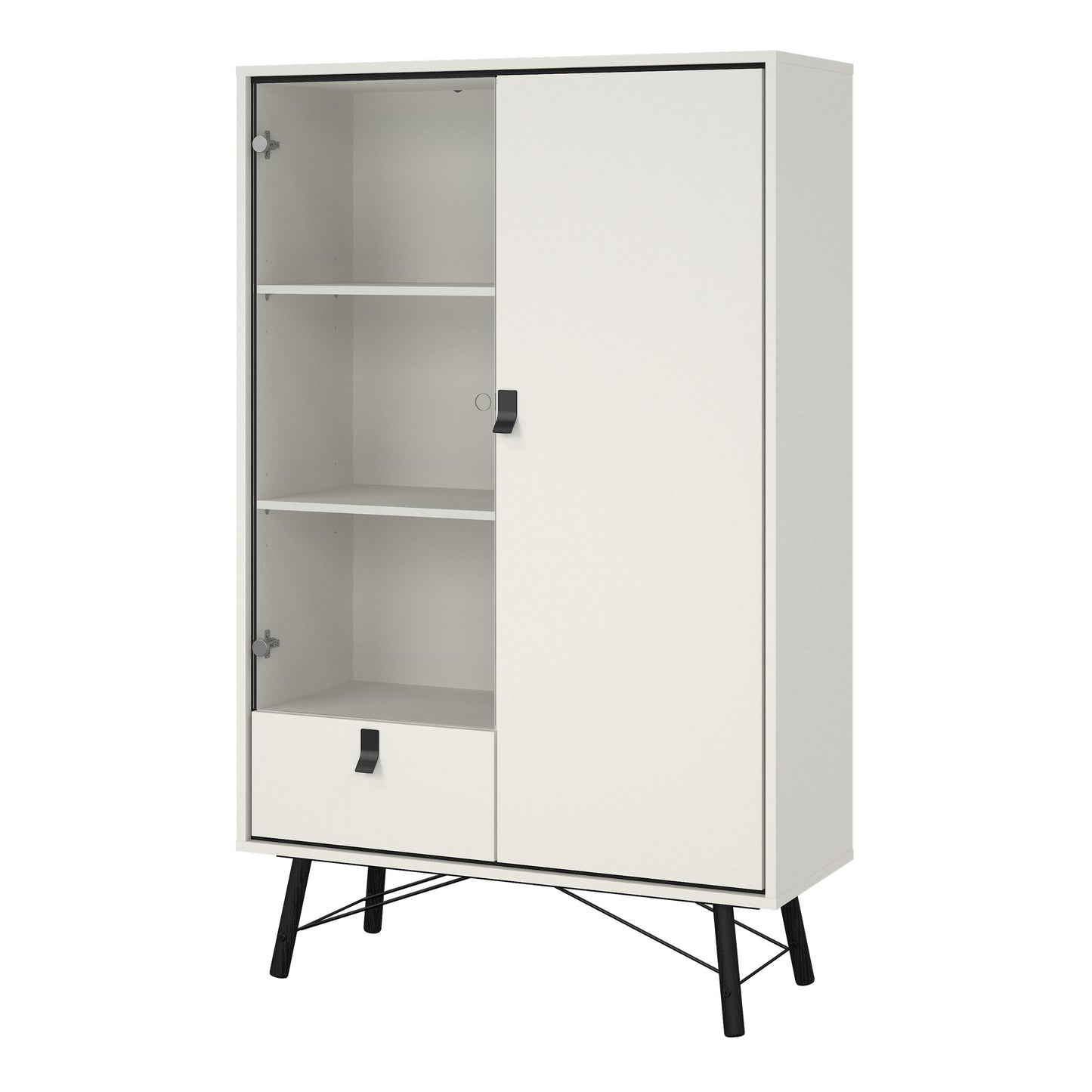 ry china cabinet 1 door 1 glass door 1 drawer in matt white